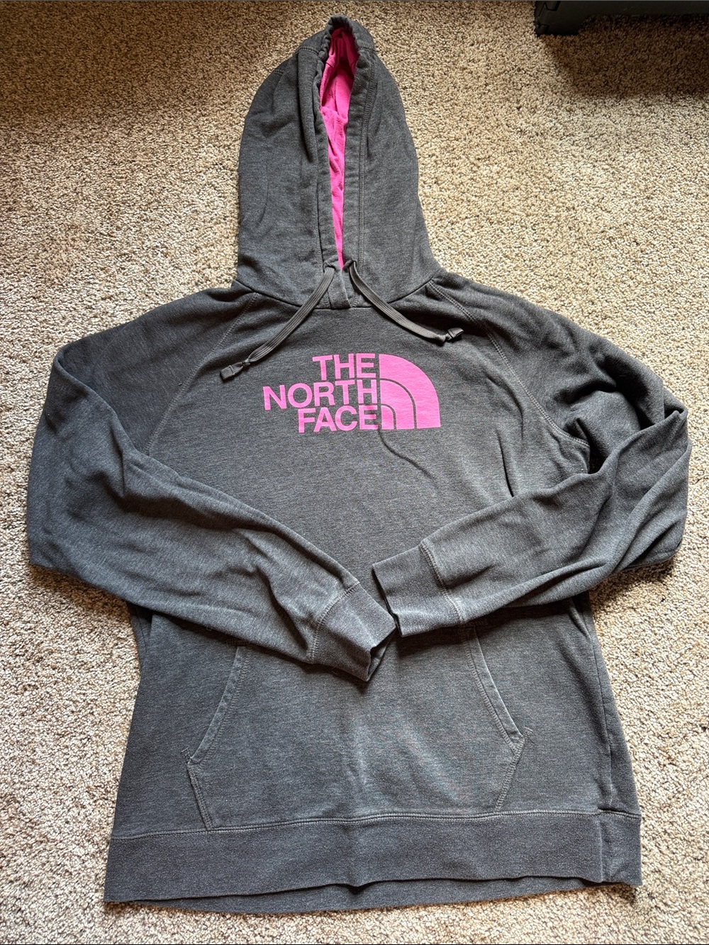 Northface hoodie grey and pink sz XL